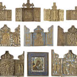 NINE TRIPTYCHS AND A BRASS ICON SHOWING THE IMAGES OF TH - Foto 1