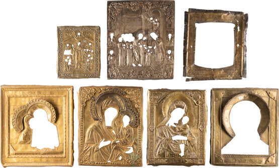 A BASMA AND SIX OKLADS OF ICONS SHOWING IMAGES OF THE MO - photo 1