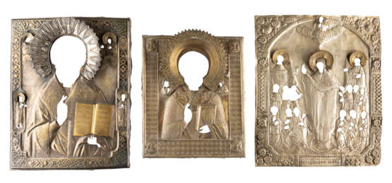 THREE OKLADS OF ICONS SHOWING ST. NICHOLAS OF MYRA AND T - photo 1