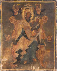 A DATED ICON SHOWING THE ENTHRONED MOTHER OF GOD Balkan,