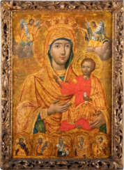 A VERY LARGE ICON OF THE HODIGITRIA MOTHER OF GOD AND SE