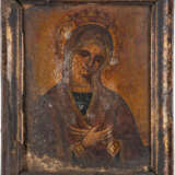 A SMALL ICON SHOWING THE MOTHER OF GOD Greek, 19th centu - фото 1