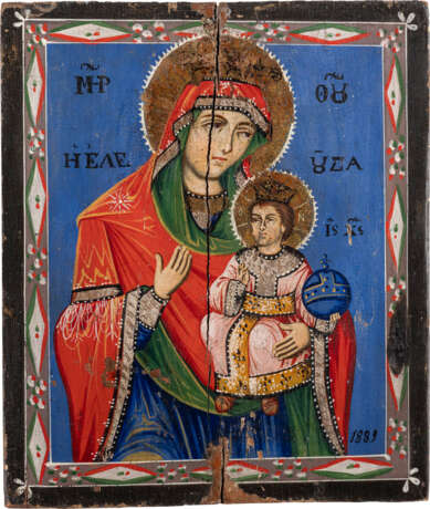 A DATED ICON SHOWING THE MOTHER OF GOD ELEUSA Bulgarian, - Foto 1