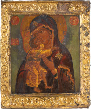 AN ICON SHOWING THE FEODOROVSKAYA MOTHER OF GOD WITH BAS - photo 1