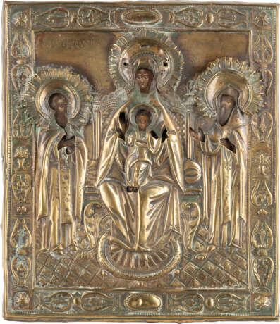 AN ICON SHOWING THE MOTHER OF GOD OF THE KIEV CAVES WITH - фото 1