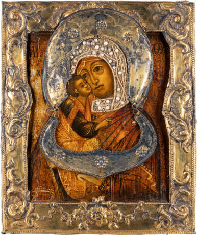 AN ICON SHOWING THE DONSKAYA MOTHER OF GOD WITH A SILVER - photo 1