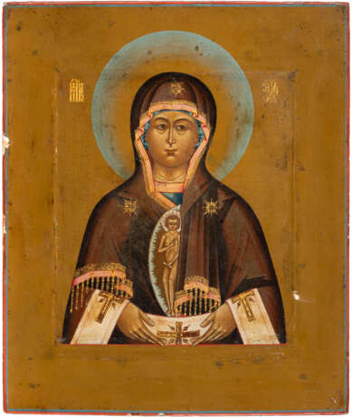A RARE AND VERY FINE ICON SHOWING THE MOTHER OF GOD, HEL - photo 1