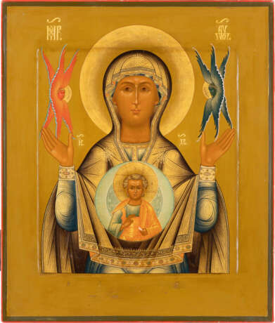 A VERY FINE ICON SHOWING THE MOTHER OF GOD OF THE SIGN R - Foto 1