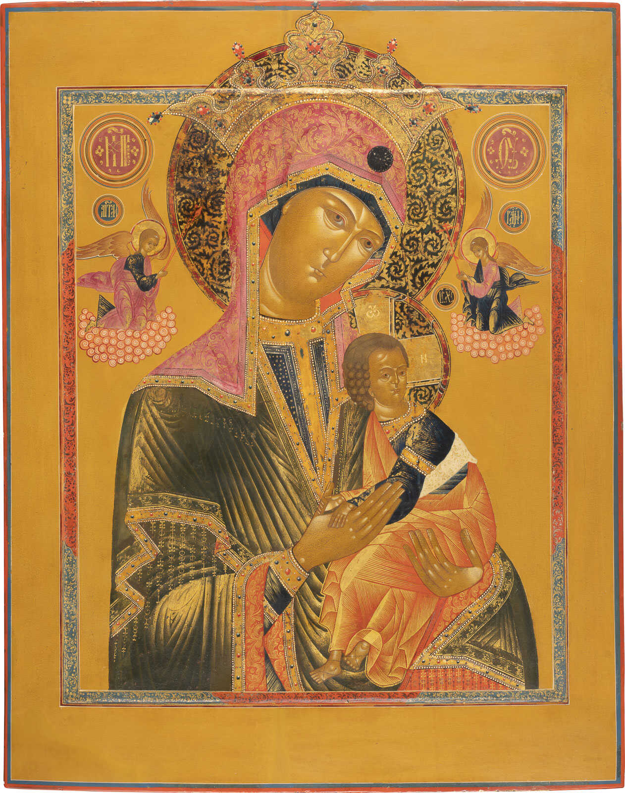 A MONUMENTAL AND VERY FINE ICON SHOWING THE MOTHER OF GO