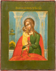 A SMALL ICON SHOWING THE MOTHER OF GOD 'SEEKING OF THE L