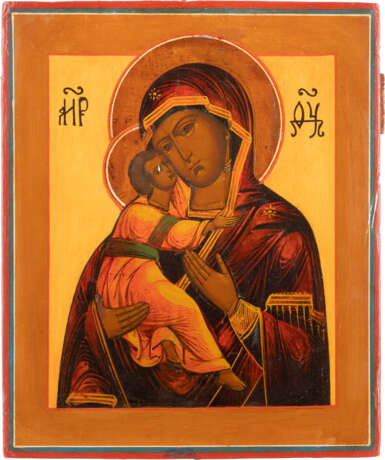 A SMALL ICON SHOWING THE VLADIMIRSKAYA MOTHER OF GOD Rus - фото 1