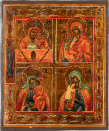 A QUADRI-PARTITE ICON ICON SHOWING IMAGES OF THE MOTHER - фото 1