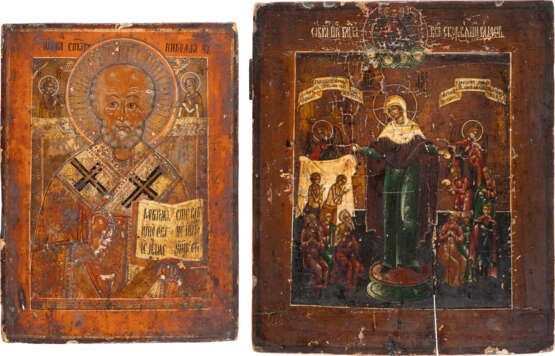 TWO ICONS SHOWING ST. NICHOLAS OF MYRA AND THE MOTHER OF - Foto 1