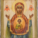 AN ICON SHOWING THE MOTHER OF GOD OF THE SIGN Russian, 1 - photo 1