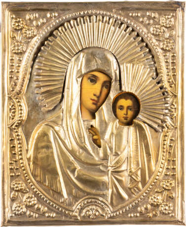 TWO ICONS WITH OKLAD SHOWING THE MOTHER OF GOD OF KAZAN - фото 1