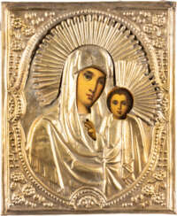 TWO ICONS WITH OKLAD SHOWING THE MOTHER OF GOD OF KAZAN