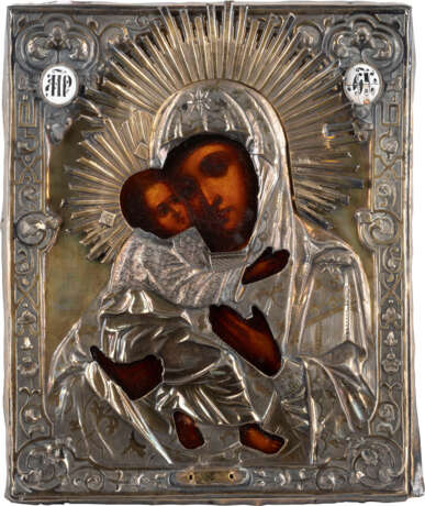 A SMALL ICON SHOWING THE VLADIMIRSKAYA MOTHER OF GOD WIT - photo 1