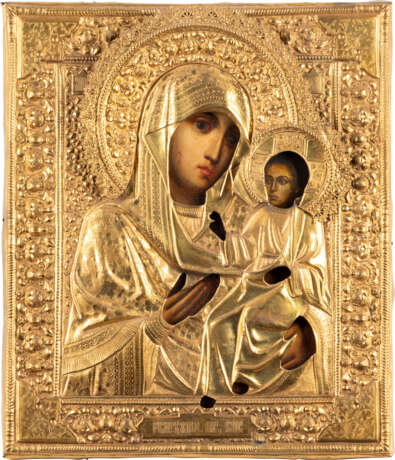 AN ICON SHOWING THE IVERSKAYA MOTHER OF GOD WITH OKLAD R - photo 1