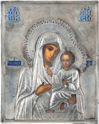 A SMALL ICON SHOWING THE TIKHVINSKAYA MOTHER OF GOD WITH