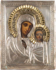 A SMALL ICON SHOWING THE KAZANSKAYA MOTHER OF GOD WITH A