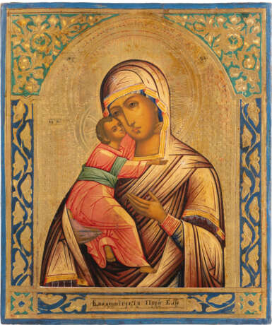 AN ICON SHOWING THE VLADIMIRSKAYA MOTHER OF GOD Russian, - Foto 1