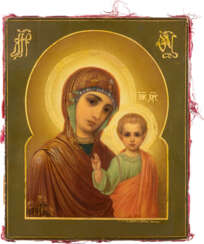 A VERY FINE SIGNED AND DATED ICON SHOWING THE MOTHER OF