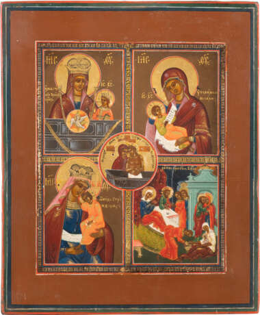A FINE QUADRI-PARTITE ICON SHOWING IMAGES OF THE MOTHER - фото 1