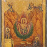 A SMALL AND RARE ICON SHOWING THE MOTHER OF GOD 'THE BUR - фото 1