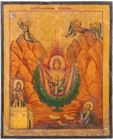 A SMALL AND RARE ICON SHOWING THE MOTHER OF GOD 'THE BUR - Foto 1