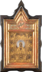 AN ICON SHOWING THE KURSKAYA MOTHER OF GOD WITH OKLAD WI