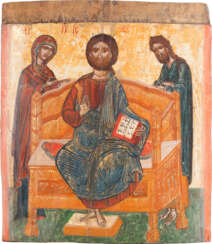 A FINE ICON SHOWING THE DEISIS FROM A CHURCH ICONOSTASIS Gr