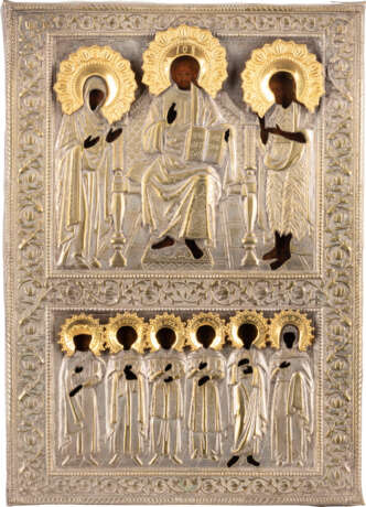A TWO-PARTITE ICON SHOWING THE DEISIS AND SELECTED SAINTS W - фото 1