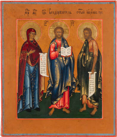 AN ICON SHOWING THE DEISIS Russian, 19th century Tempera on - Foto 1