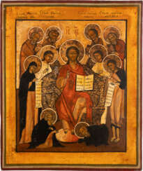 AN ICON OF THE EXTENDED DEISIS Russian, circa 1800 Tempera