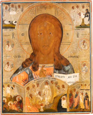A LARGE ICON SHOWING CHRIST PANTOKRATOR AND MAIN LITURGICAL - photo 1