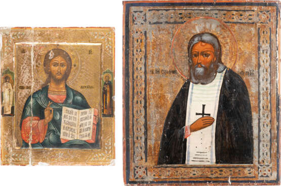 TWO ICONS SHOWING CHRIST PANTOKRATOR AND ST. SERAPHIM OF SA - photo 1