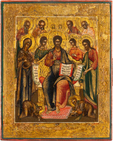 TWO SMALL ICONS SHOWING CHRIST PANTOKRATOR AND EXTENDED DEI - photo 2