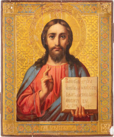 AN ICON SHOWING CHRIST PANTOKRATOR Russian, late 19th centu - Foto 1