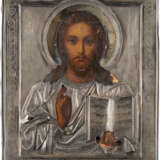 TWO ICONS SHOWING CHRIST PANTOKRATOR WITH A SILVER OKLAD AN - photo 2