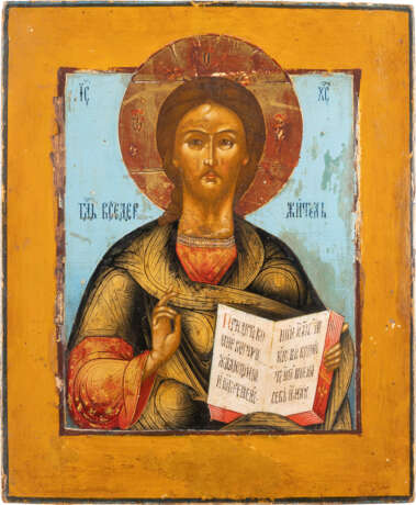 A SMALL ICON SHOWING CHRIST PANTOKRATOR Central Russian, la - photo 1