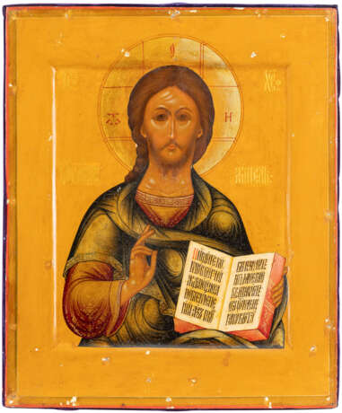 AN ICON SHOWING CHRIST PANTOKRATOR WITH A SILVER-GILT AND C - фото 2