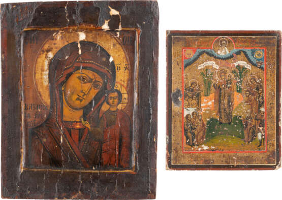 THREE SMALL ICONS SHOWING CHRIST PANTOKRATOR, THE KAZANSKAY - фото 1