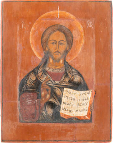 A SMALL ICON SHOWING CHRIST PANTOKRATOR Russian, 19th centu - Foto 1