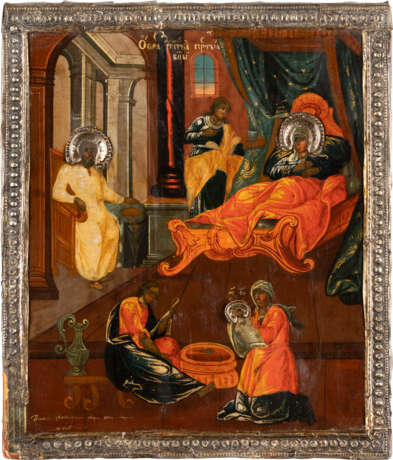 A SIGNED AND DATED ICON SHOWING THE NATIVITY OF THE MOTHER - Foto 1
