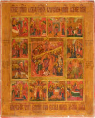 A LARGE FEAST DAY ICON Russian, 19th century Tempera on woo