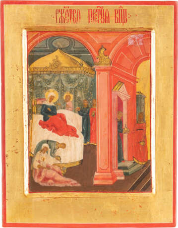A SMALL ICON SHOWING THE NATIVITY OF THE MOTHER OF GOD Russ - Foto 1