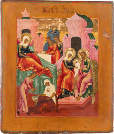 A FINE ICON SHOWING THE NATIVITY OF THE MOTHER OF GOD Centr - Foto 1