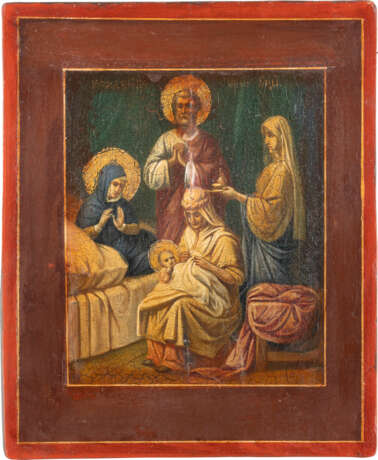 A SMALL ICON SHOWING THE NATIVITY OF THE MOTHER OF GOD Russ - Foto 1