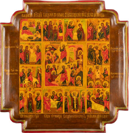 A LARGE ICON SHOWING THE RESURRECTION AND THE DESCENT INTO - фото 1