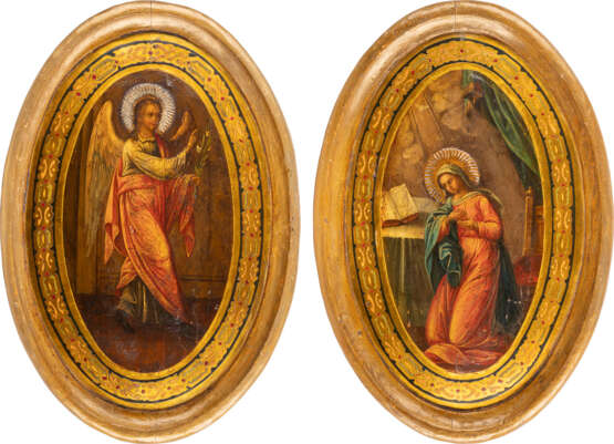 TWO LARGE ICONS SHOWING THE ANNUNCIATION Russian, 3rd quart - photo 1